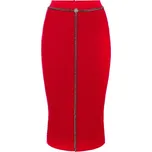 Elisabetta Franchi Červená pouzdrová sukně s předním zipem