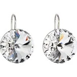 Stříbrné náušnice visací s krystaly Preciosa bílé kulaté 31153.1