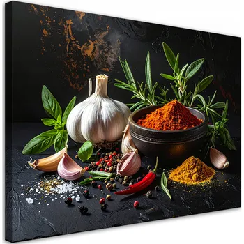 Obraz Obraz do kuchyně, restaurace, baru, jídelny, Koření bylinky česnek 30x20