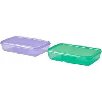 Dóza na potraviny IKEA PRUTA Dóza s víkem, rozdělená fialová zelená, 22x14x5 cm, 2 kusy