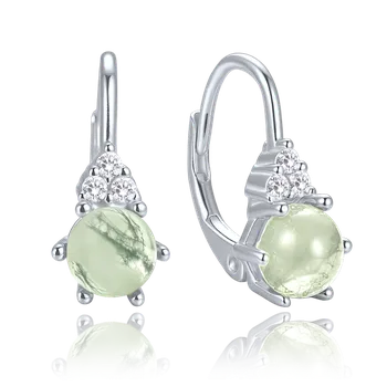 Náušnice Minet Elegantní stříbrné náušnice se svělým mechovým achátem a zirkony