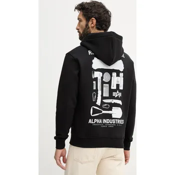Pánská mikina Mikina Alpha Industries Return To Base Hoodie 266338 černá 99X, vel. S