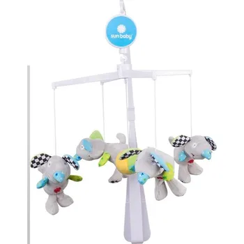 Kolotoč nad postýlku Sun Baby Kolotoč s hracím strojkem šedé myšky