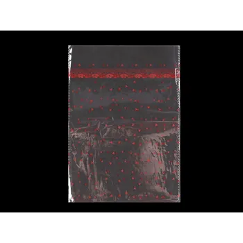 Sáček na potraviny Celofánový průhledný sáček srdíčka 18x25 cm, barva 3 červená