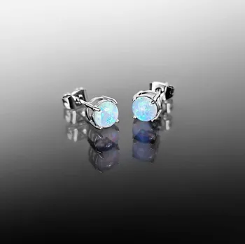 Náušnice Náušnice z chirurgické oceli s bílým opálem č. 1640