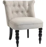 HOMCOM Relaxační křeslo vintage polohovací křeslo 67x67x78 cm, lněný potah dřevěný rám béžovo-černý, ideální do jídelny a obývacího pokoje | Aosom.de