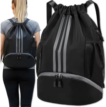 Městský batoh Camerazar Černý sportovní batoh se stahovací šňůrkou na gymnastický trénink, taška do posilovny