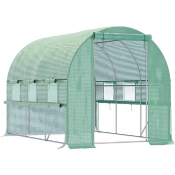 Skleník Fóliový skleník Outsunny 2,95x2x2m, tunelový, průchozí se 6 okny UV ochrana pro pěstování rostlin na zahradě | Aosom.de