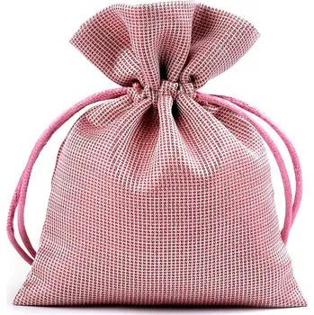 Dárkový pytlík 10x13 cm saténový s lurexem, střední, 4 starorůžová sv. zlatá