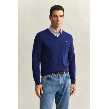 Pánský svetr SVETR GANT CLASSIC COTTON V-NECK RICH NAVY