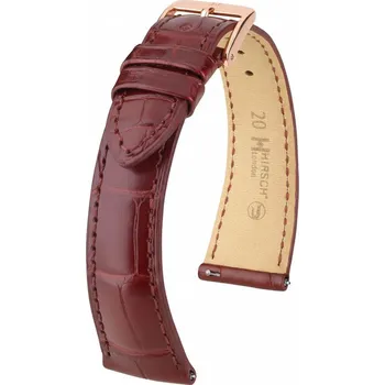 Řemínek na hodinky Kožený řemínek Hirsch London L 04307069-7, červený, aligátoří kůže, délka L, Quick Release - 17 mm