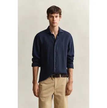 Pánské oblečení KOŠILE GANT REG LINEN SHIRT EVENING BLUE