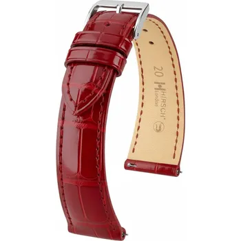 Řemínek na hodinky Kožený řemínek Hirsch London L 04307020-2, červený, aligátoří kůže, délka L, Quick Release - 22 mm