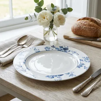 Talíř Porcelánový obědový talíř LAURA ASHLEY CHINA ROSE bílý 23 cm