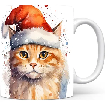 Hrnek s kočkou v Santově čepici