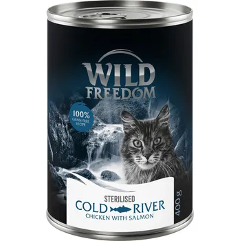Krmivo pro kočku 6x400g Wild Freedom Adult Sterilised – bez obilovin - Cold River Sterilised – kuře a treska