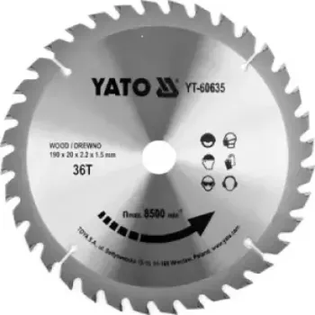 Pilový kotouč Yato - Vidiový pilový kotouč na dřevo 190x20mm 36 zubů