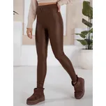 BASIC Tmavě hnědé koženkové legíny s vysokým pasem VALENTIS