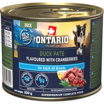 Krmivo pro psa Konzerva Ontario Adult kachní pate s příchutí brusinek 200g