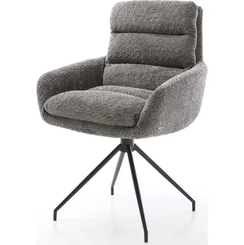 Jídelní židle DELIFE Jídelní židle Abelia-Flex s područkami bouclé šedá křížová podnož zúžená černá