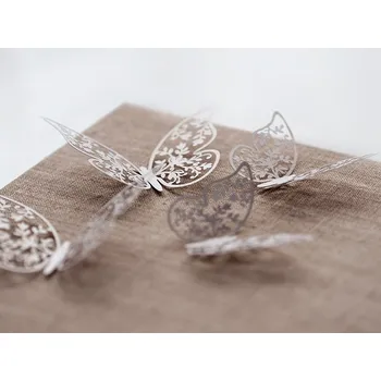 Konfeta PartyDeco Vyřezávaný motýlek bílý 8 cm x 5 cm 10 ks
