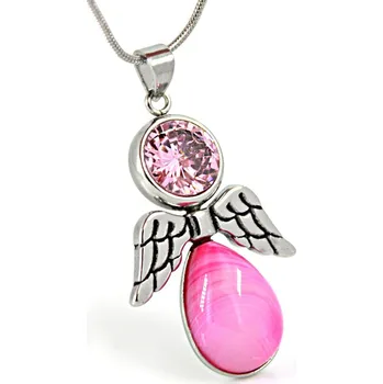 Přívěsek Foxette Přívěsek Čirý Anděl s řetízkem - Růžová JF_0245