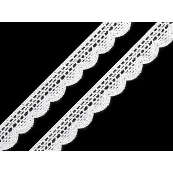 Krajka Bavlněná krajka paličkovaná šíře 15 mm, barva 7 bílá