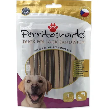 Pamlsek pro psa Pochoutka Perrito kachna a treska, sendvič 100g-KARTON