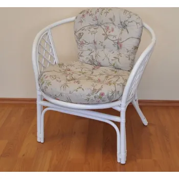 Axin Trading s.r.o. Ratanové křeslo Bahama bílé polstr motiv ptáci