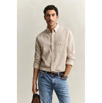 KOŠILE GANT REG COTTON LINEN SHIRT OAT BEIGE