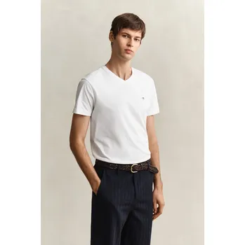 TRIČKO GANT SLIM SHIELD V-NECK T-SHIRT WHITE