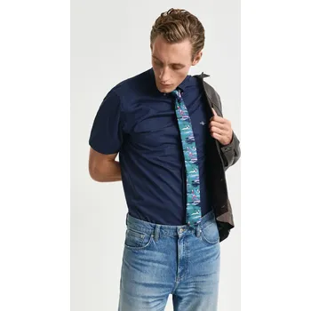 Pánské oblečení KOŠILE GANT REG CLASSIC POPLIN SS SHIRT MARINE