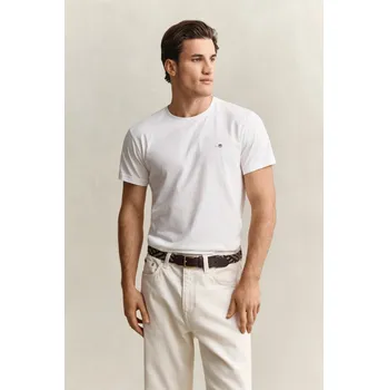 Pánské oblečení TRIČKO GANT SLIM SHIELD SS T-SHIRT WHITE