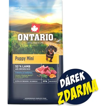 Krmivo pro psa Krmivo Ontario Puppy Mini Lamb 6,5kg + 3 konzervy 200g ZDARMA