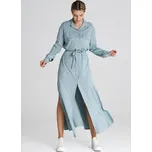 FIGL Světle modré košilové maxi šaty Světle modrá