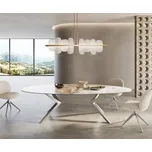 DELIFE Jídelní stůl Edge oválný 280x130 keramika Minas Melange bílá béžová Zenthara hranatý nerezová ocel