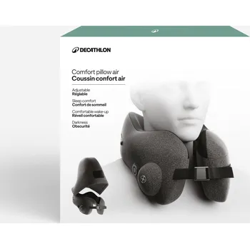 Cestovní polštářek DECATHLON Nafukovací a nastavitelný polštář na krk ČERNÁ