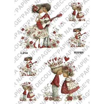 Umělecký papír Rýžový a soft papír na decoupage - Valentýnky - KB4744 Materiál: Soft, Rozměr: A4