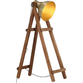 Stojací lampa Stojací lampa mosazná E27 masivní mangovníkové dřevo IM_320588