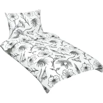 Povlečení BELLATEX Povlečení bavlna 90/935 ibišek šedý 140 × 220, 70 × 90