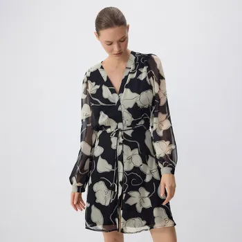 Dámské šaty Reserved - Mini šaty s vázáním - béžová - XV395-08X - XV395-08X-XS