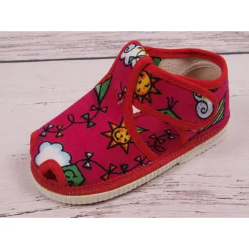 Chlapecká obuv Bačkůrky papučky HP Čechtín 805 tm. růžové se sluníčky a draky, suchý zip velikost: 19