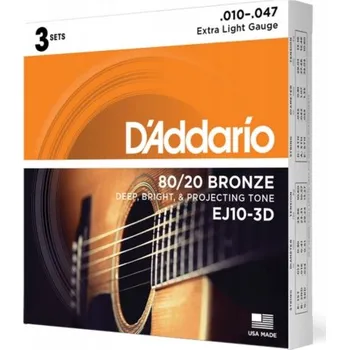 Struna pro kytaru a smyčcový nástroj Struny pro akustickou kytaru Daddario EJ10 3D