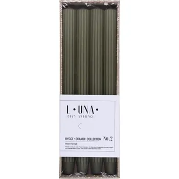 Svíčka Dlouhá žebrovaná jídelní svíčka, khaki, 25 x 300 m