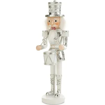 Vánoční ozdoba Vánoční dekorace louskáček FIG 79 B bílá / stříbrná