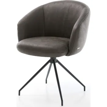 Jídelní židle DELIFE Jídelní židle Caja-Flex s područkami mikrovlákno antracit vintage křížová podnož zúžená černá otočná 180° taštičkové pružiny