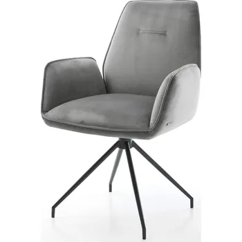 Jídelní židle DELIFE Jídelní židle Zoa-Flex samet šedá křížová podnož zúžená černá taštičkové pružiny