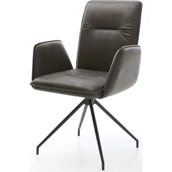 Jídelní židle DELIFE Jídelní židle Vinja-Flex mikrovlákno antracit vintage křížová podnož zúžená černá