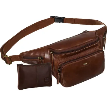 Outdoorové zavazadlo Klasická pánská kožená ledvinka Barva: Hnědá