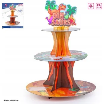 Třípatrový stojan na dort s motivem dinosaurů